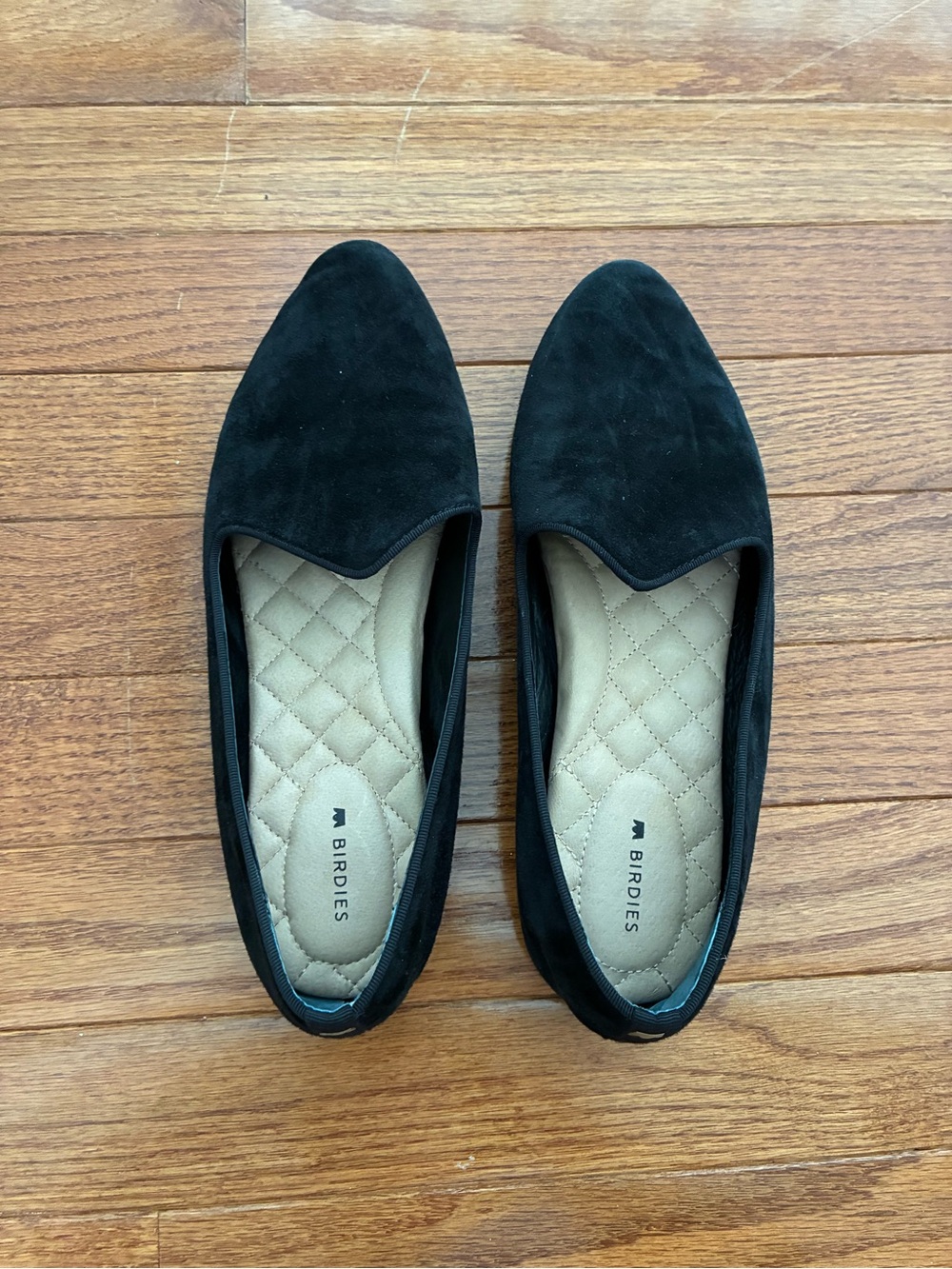 Birdies The Heron Flat Loafer Black Velvet Suede Size 8.5